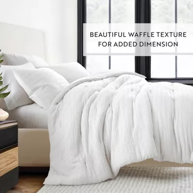 Casual Comfort Waffle Textured Midweight Down Alternative Comforter Set
