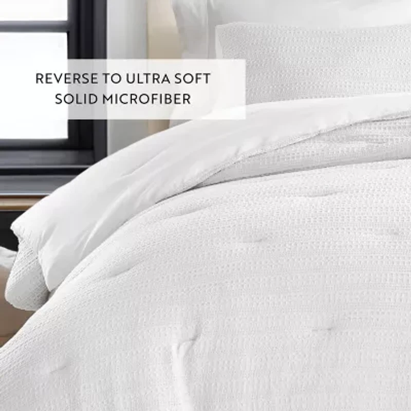 Casual Comfort Waffle Textured Midweight Down Alternative Comforter Set