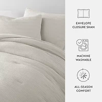 Casual Comfort Waffle Textured Midweight Down Alternative Comforter Set