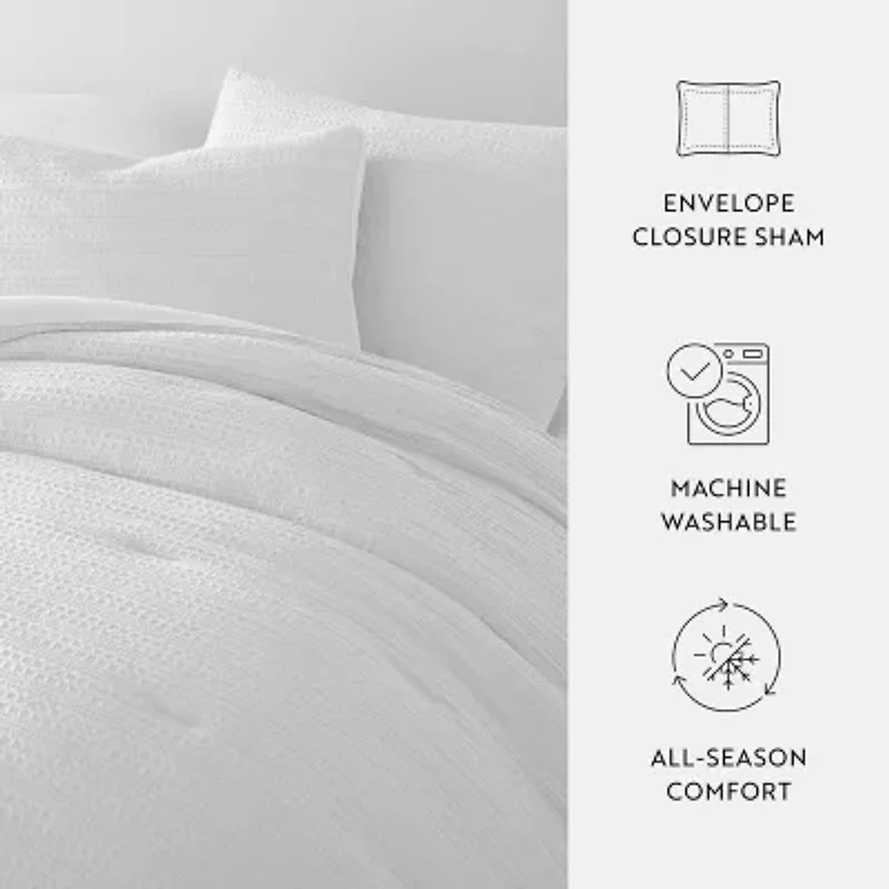 Casual Comfort Waffle Textured Midweight Down Alternative Comforter Set