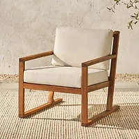 Modern Slat Back Wood Outdoor Club Chair
