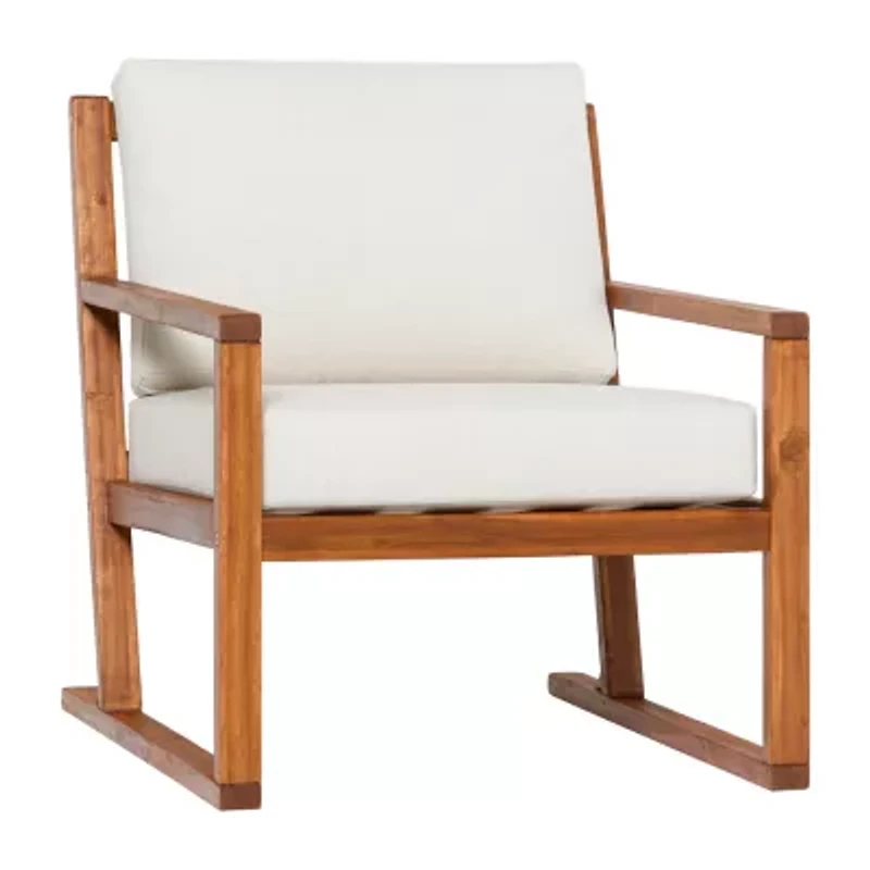 Modern Slat Back Wood Outdoor Club Chair