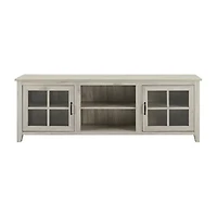 70" Farmhouse Simple Window Pane 2 Door Wood TV Stand