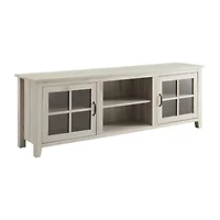 70" Farmhouse Simple Window Pane 2 Door Wood TV Stand