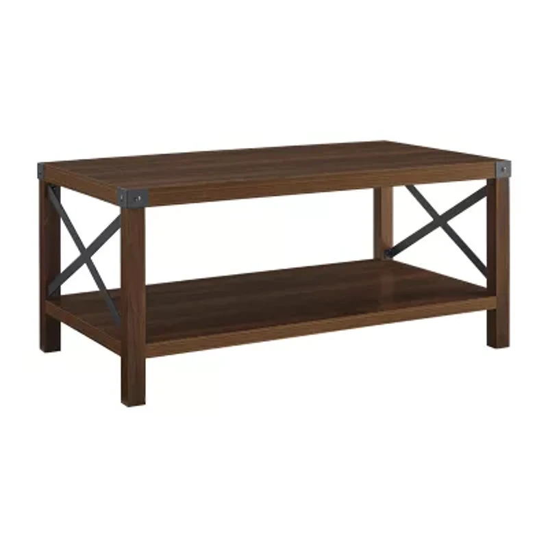 Metal X Rustic Wood Coffee Table