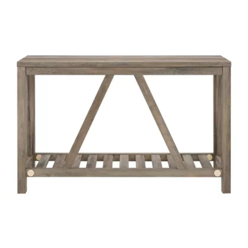 Farmhouse Slatted Shelf Entryway Table