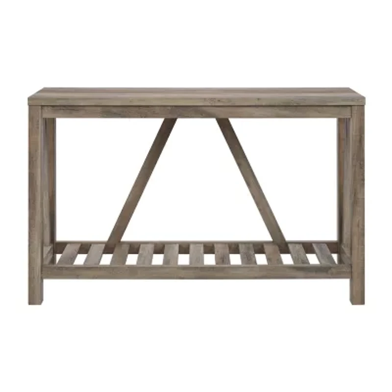Farmhouse Slatted Shelf Entryway Table