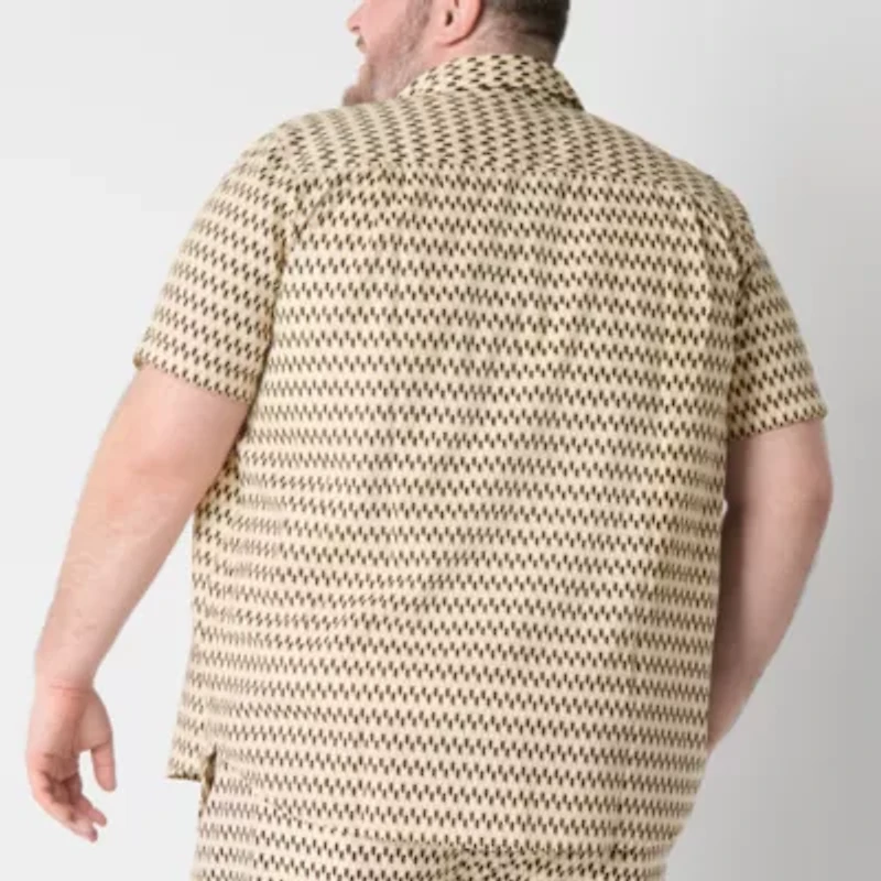 Shaquille O'Neal XLG™ Mens Short Sleeve Classic Fit Big and Tall Button-Down Shirt