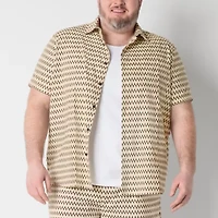 Shaquille O'Neal XLG™ Mens Short Sleeve Classic Fit Big and Tall Button-Down Shirt