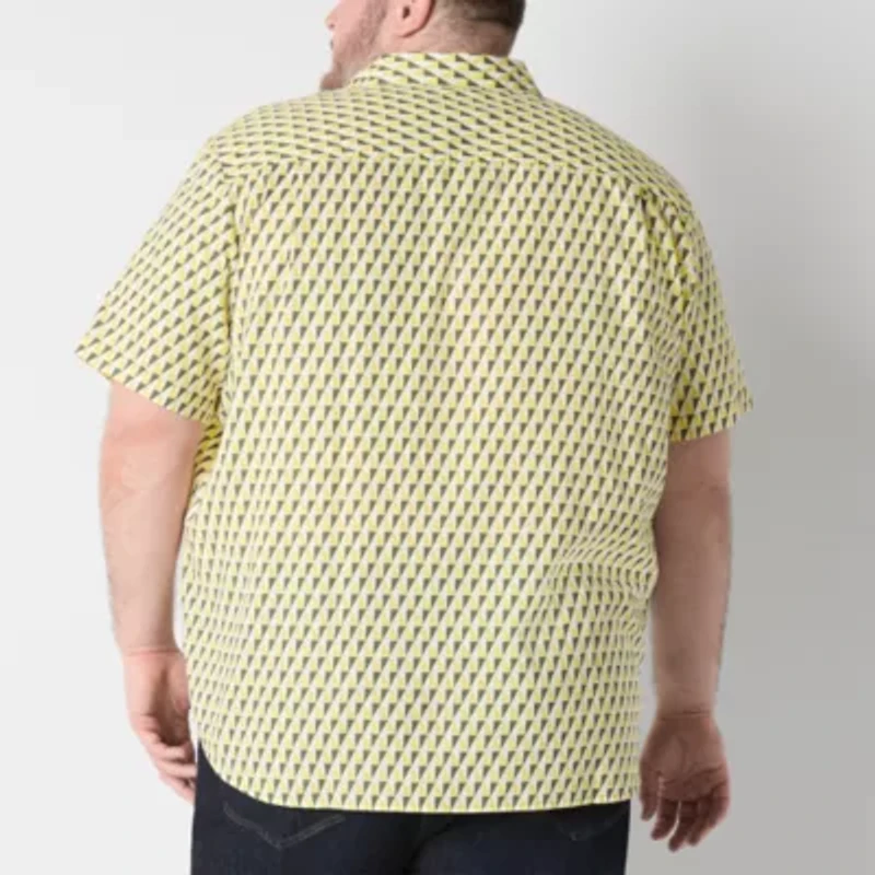 Shaquille O'Neal XLG Mens Short Sleeve Classic Fit Big and Tall Button-Down Shirt