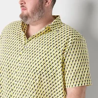 Shaquille O'Neal XLG Mens Short Sleeve Classic Fit Big and Tall Button-Down Shirt