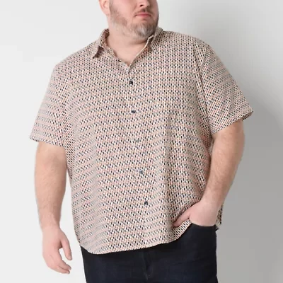 Shaquille O'Neal XLG Mens Short Sleeve Classic Fit Big and Tall Button-Down Shirt