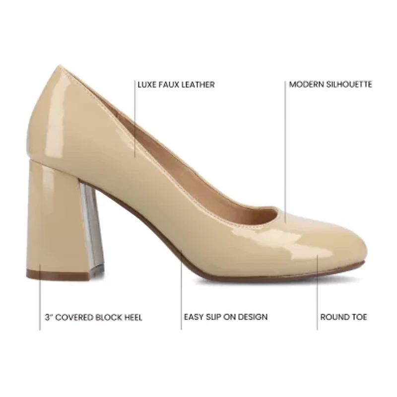 Journee Collection Seraphina Womens Round Block Heel Pumps