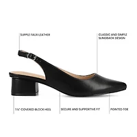 Journee Collection Sylvia Womens Pointed Block Heel Pumps