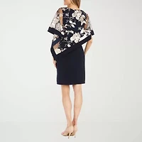 R & M Richards Overlay Womens Short Sleeve Floral Sheath Dress