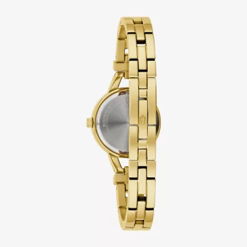 Bulova Crystal Womens Crystal Accent Gold Tone Stainless Steel Bracelet Watch 98l325