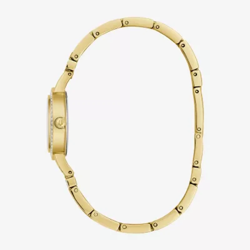 Bulova Crystal Womens Crystal Accent Gold Tone Stainless Steel Bracelet Watch 98l325