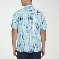 Cubavera Watercolor Mens Short Sleeve Regular Fit Button-Down Shirt