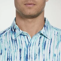 Cubavera Watercolor Mens Short Sleeve Regular Fit Button-Down Shirt