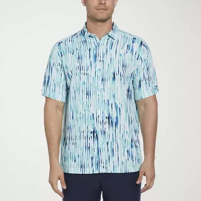 Cubavera Watercolor Mens Short Sleeve Regular Fit Button-Down Shirt