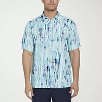 Cubavera Watercolor Mens Short Sleeve Regular Fit Button-Down Shirt