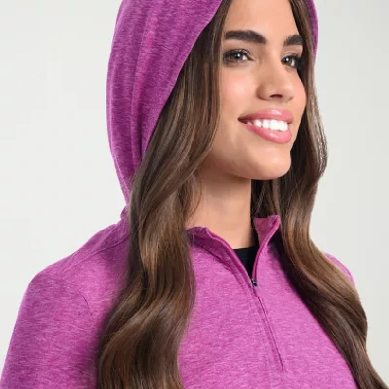 Antigua Spring 2025 Womens Hooded Long Sleeve Active Quarter-Zip Pullover Sweater