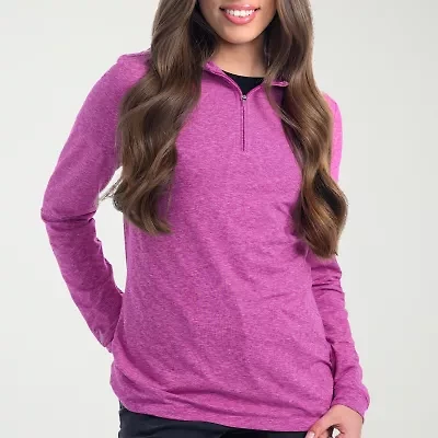 Antigua Spring 2025 Womens Hooded Long Sleeve Active Quarter-Zip Pullover Sweater