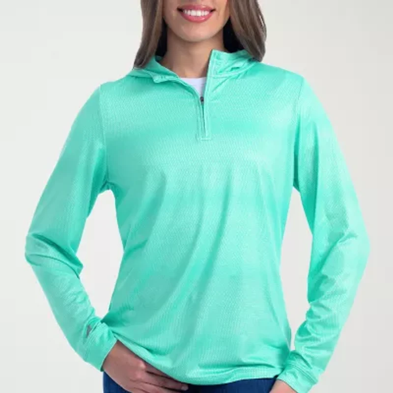 Antigua Spring 2025 Womens Mock Neck Long Sleeve Active Striped Quarter-Zip Pullover Sweater