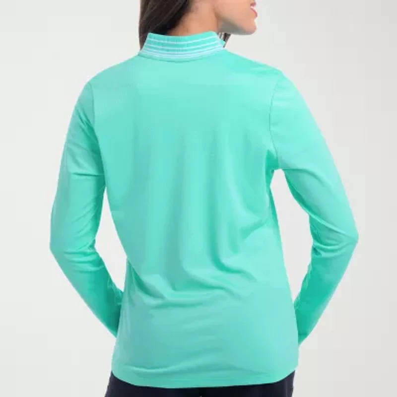 Antigua Spring 2025 Womens Mock Neck Long Sleeve Active Quarter-Zip Pullover Sweater