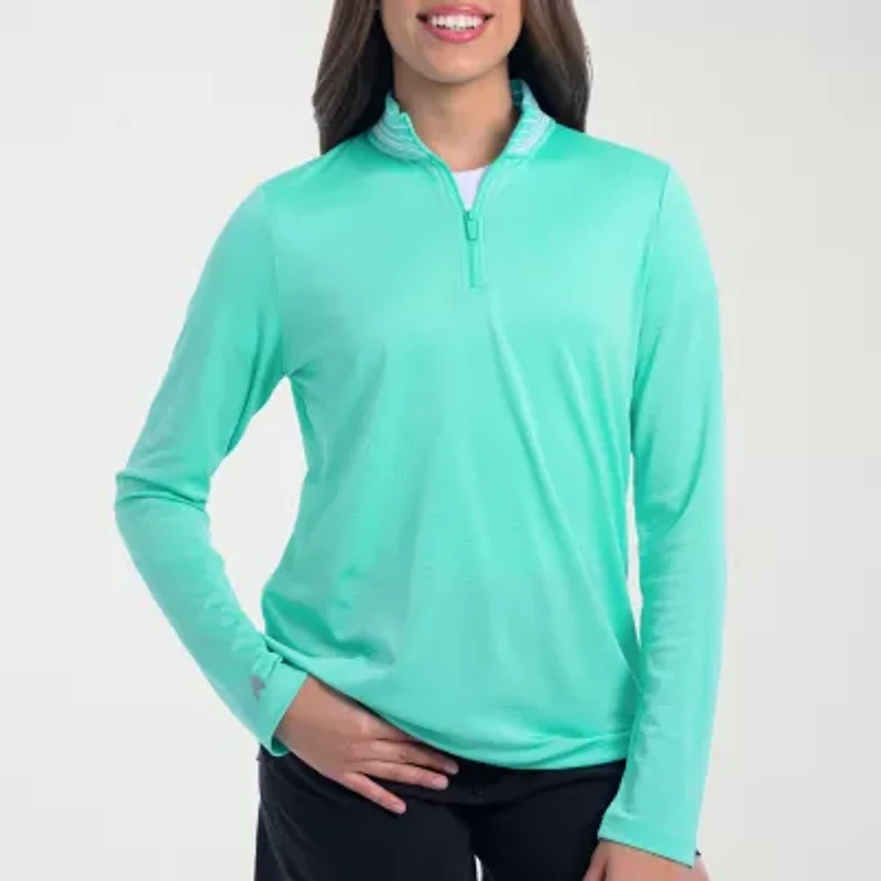 Antigua Spring 2025 Womens Mock Neck Long Sleeve Active Quarter-Zip Pullover Sweater