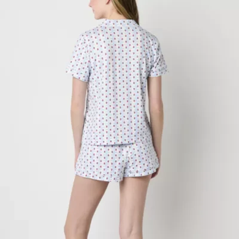 Arizona Body Womens Short Sleeve 2-pc. Juniors Pajama Sets