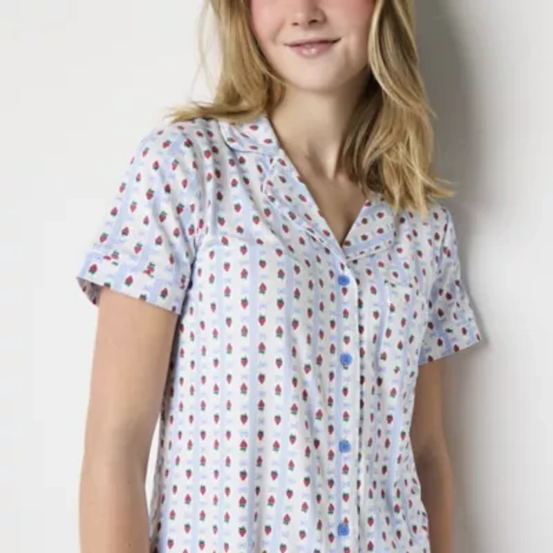 Arizona Body Womens Short Sleeve 2-pc. Juniors Pajama Sets