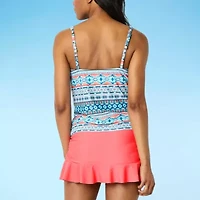 Liz Claiborne Womens Geo Linear Tankini Swimsuit Top