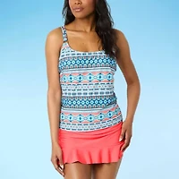 Liz Claiborne Womens Geo Linear Tankini Swimsuit Top