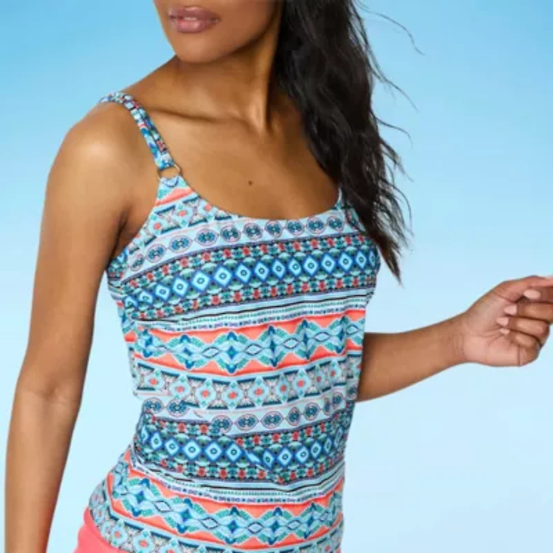 Liz Claiborne Womens Geo Linear Tankini Swimsuit Top