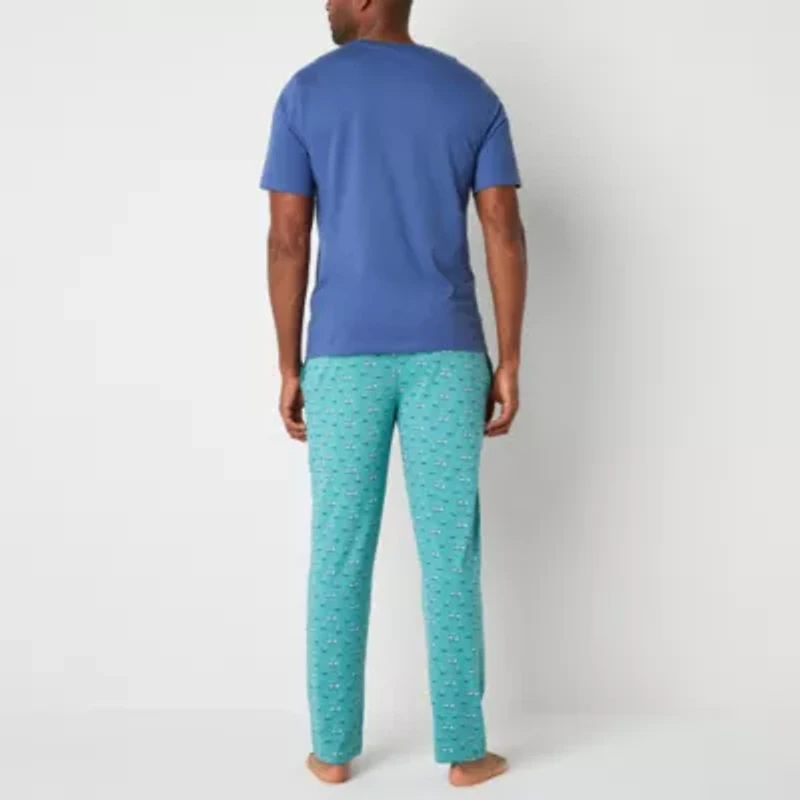 St. John's Bay Mens Crew Neck Short Sleeve 2-pc. Pajama Sets