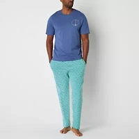 St. John's Bay Mens Crew Neck Short Sleeve 2-pc. Pajama Sets