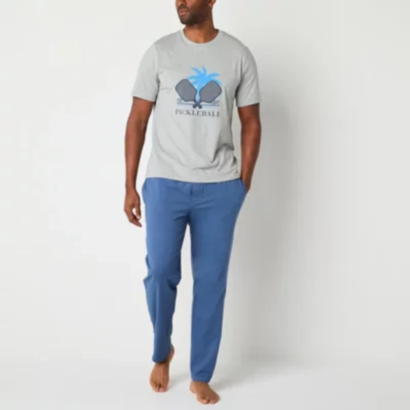 St. John's Bay Mens Crew Neck Short Sleeve 2-pc. Pajama Sets