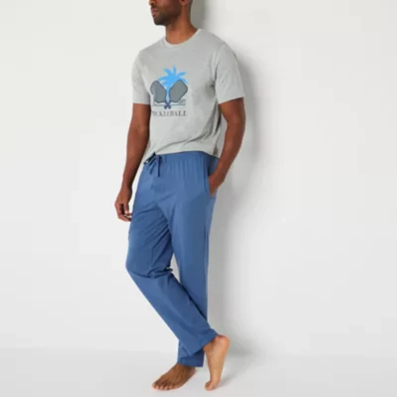 St. John's Bay Mens Crew Neck Short Sleeve 2-pc. Pajama Sets