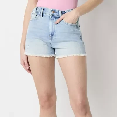 Arizona Curvy Womens High Rise Juniors Denim Short