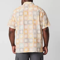 mutual weave Camp Mens Easy-on + Easy-off Short Sleeve Classic Fit Big and Tall Button-Down Shirt