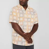mutual weave Camp Mens Easy-on + Easy-off Short Sleeve Classic Fit Big and Tall Button-Down Shirt