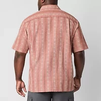 mutual weave Camp Mens Easy-on + Easy-off Short Sleeve Classic Fit Big and Tall Button-Down Shirt