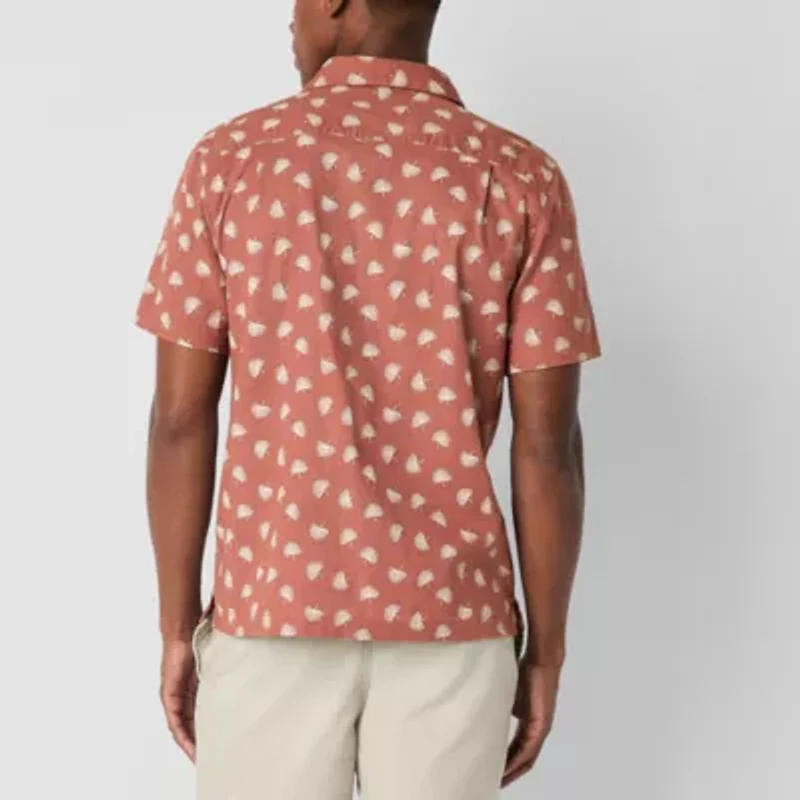 mutual weave Mens Short Sleeve Camp Shirt