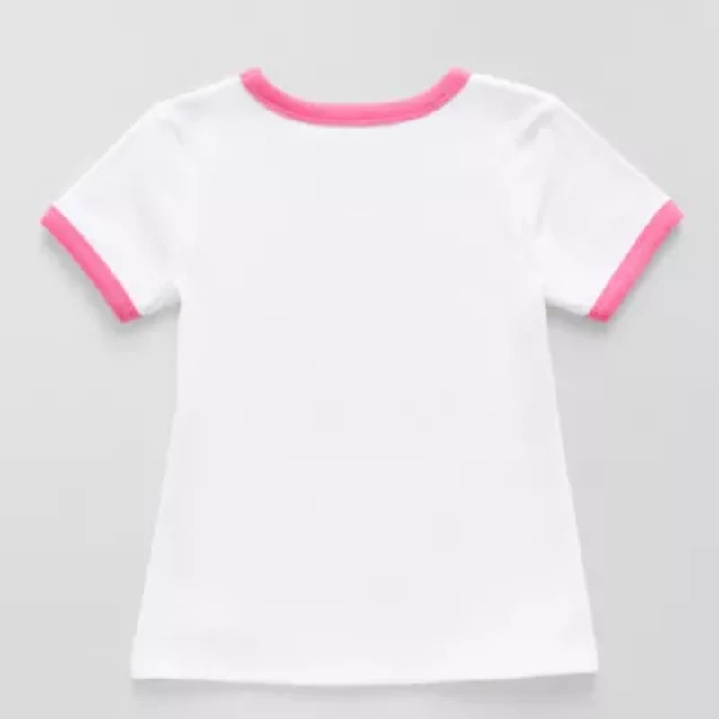 Thereabouts Rib Little & Big Kid Girls Crew Neck Short Sleeve Classic Fit Graphic T-Shirt