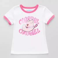 Thereabouts Rib Little & Big Kid Girls Crew Neck Short Sleeve Classic Fit Graphic T-Shirt