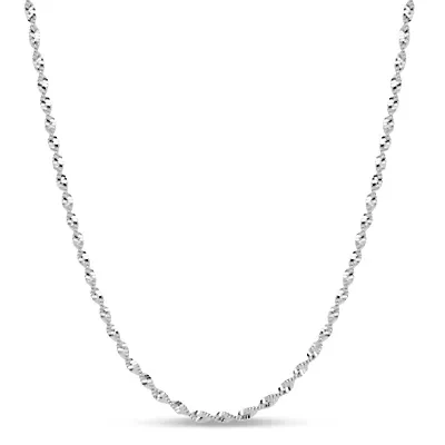 Made in Italy Sterling Silver 16 Inch Twisted Herringbone Solid Chain Necklace