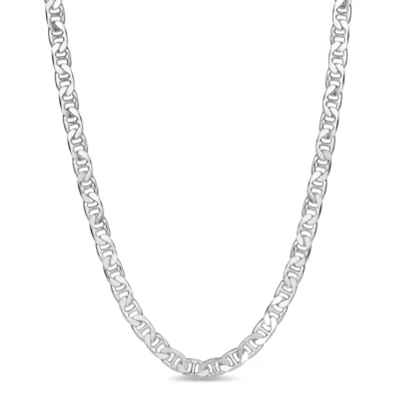 Made in Italy Sterling Silver 24 Inch Mariner Solid Chain Necklace