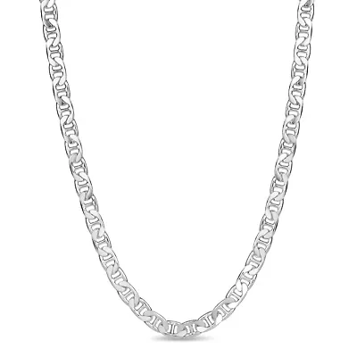 Made in Italy Sterling Silver 24 Inch Mariner Solid Chain Necklace