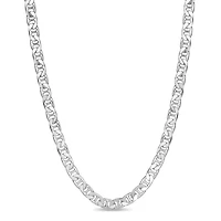 Made in Italy Sterling Silver 24 Inch Mariner Solid Chain Necklace